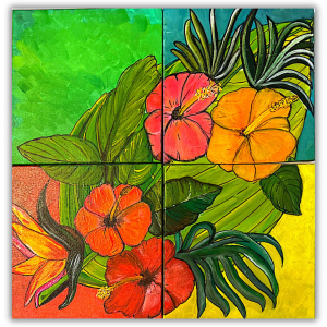 “Hibiscus” <br>25 x 25cm<br>acrilico sobre lienzo