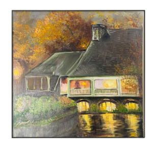 “The cottage near the waterfall” <br>Original 24x24<br>acrilico sobre lienzo