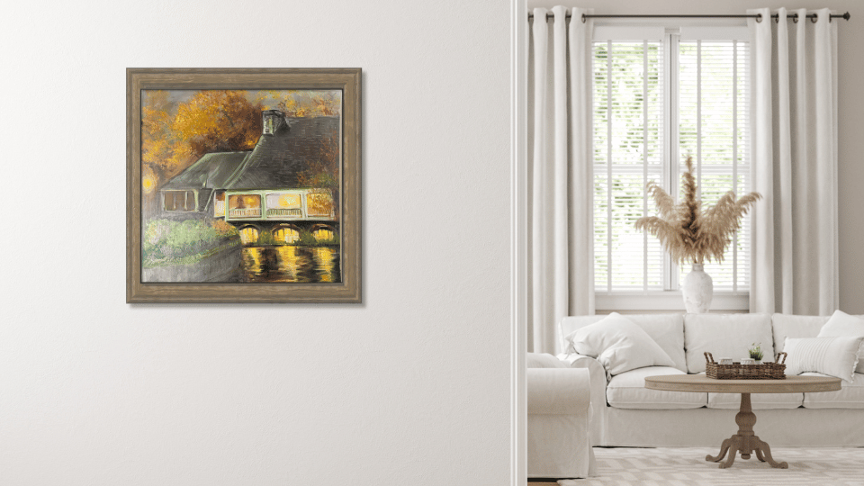 “The cottage near the waterfall” <br>Original 24x24<br>acrilico sobre lienzo - Imagen 2