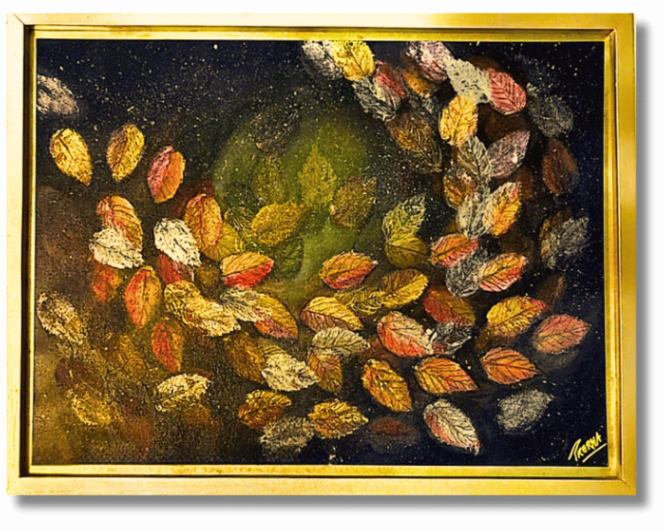 “Autumn Leaves” <br>58.42 x 78.74cm<br>Acrilico sobre lienzo