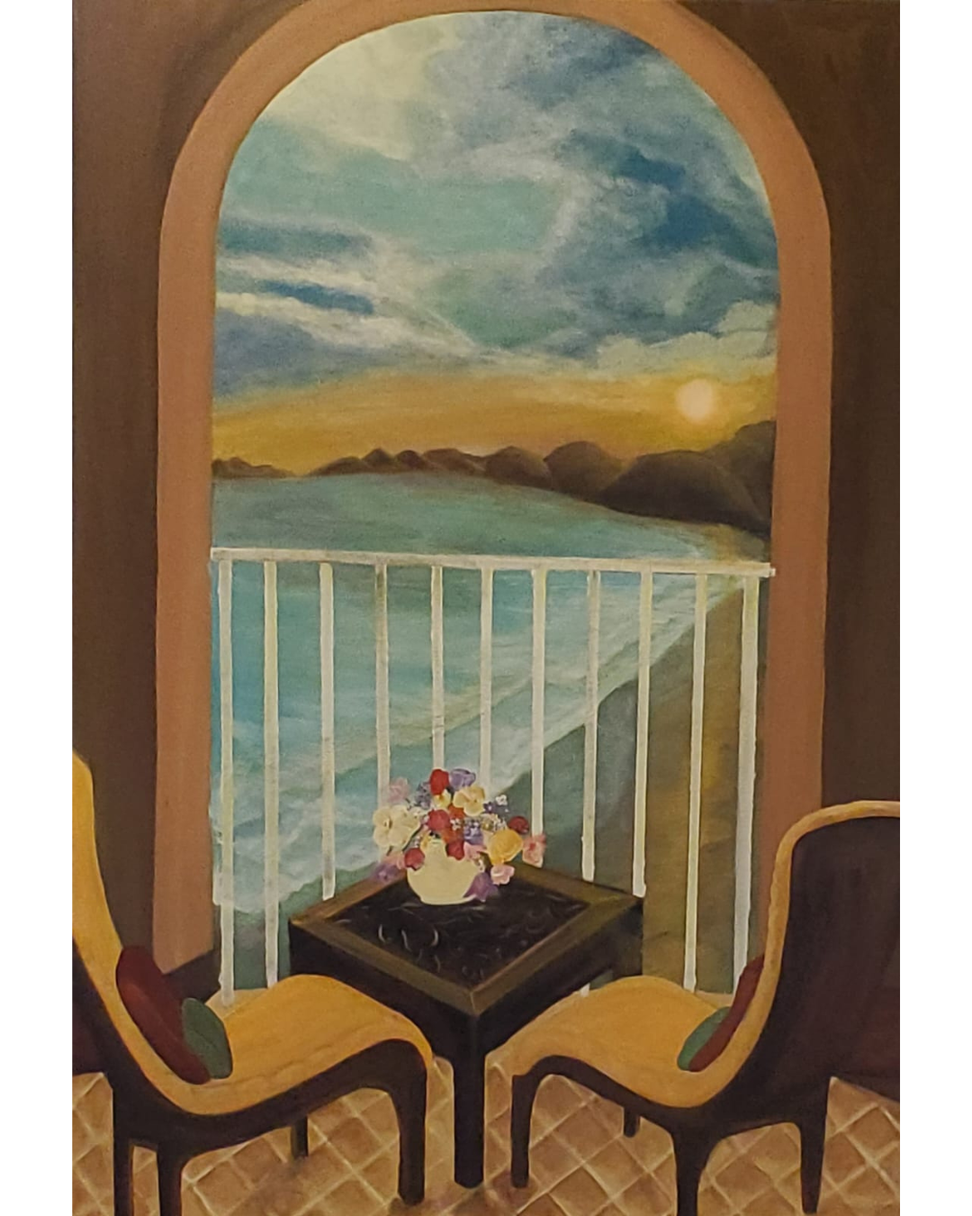 "The Ocean view Veranda" <br>24"x36"<br>Acrilico sobre lienzo