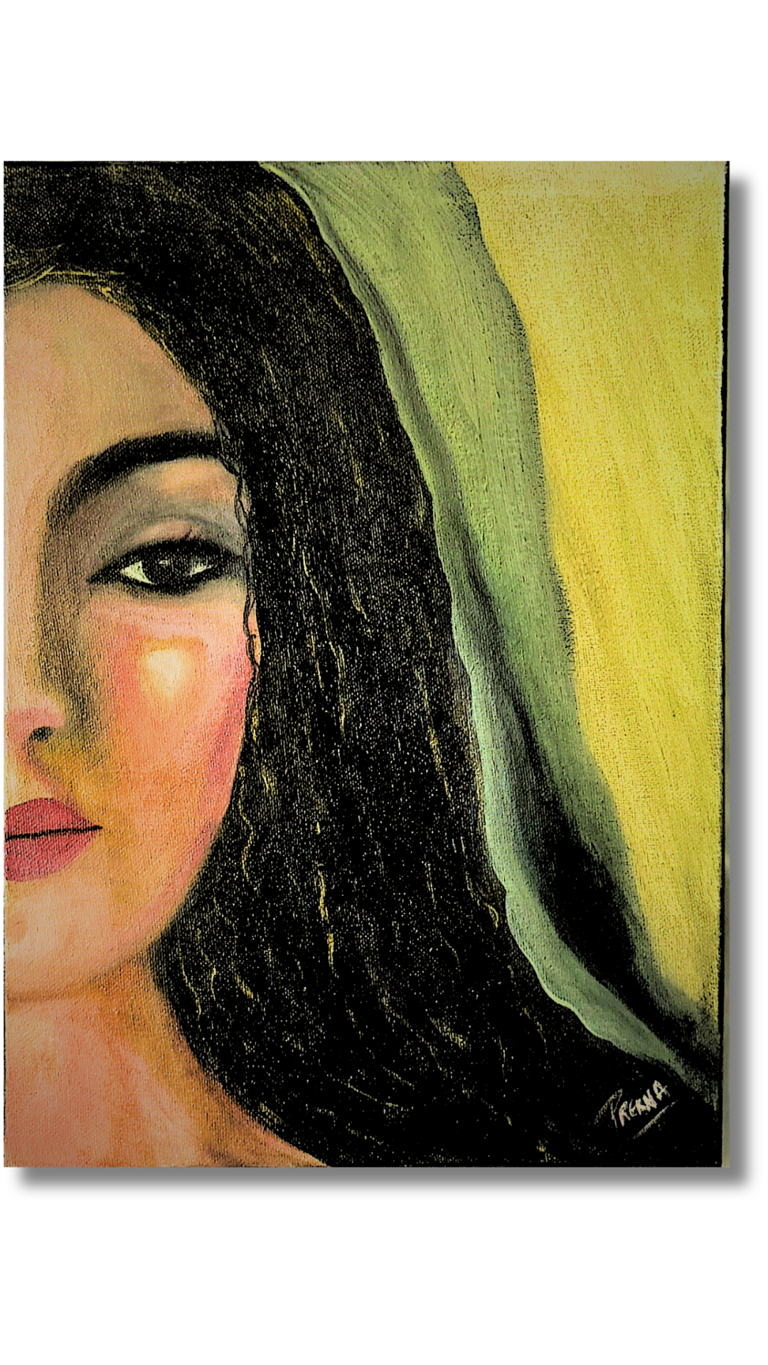 “In her deep thoughts” <br>35.5 x 27.5cm<br>Acrilico sobre lienzo