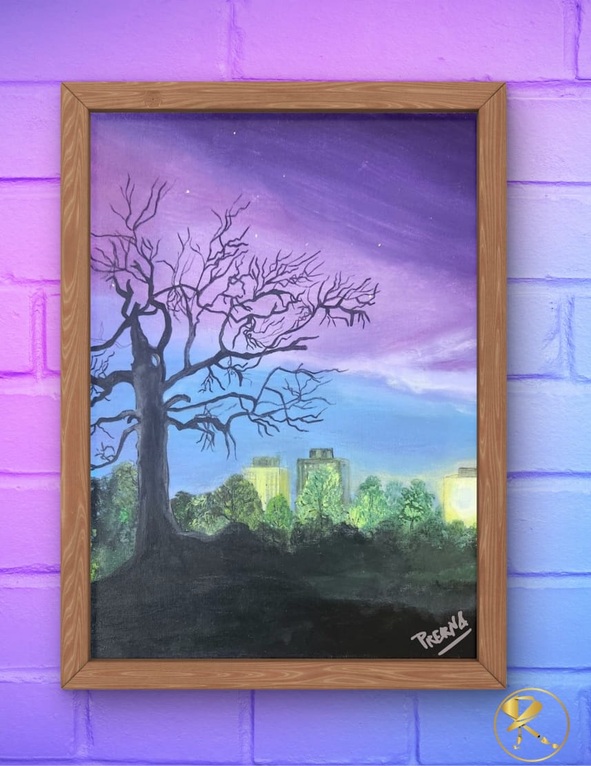 The northern lights <br>16"x20"<br>Acrylic on canvas