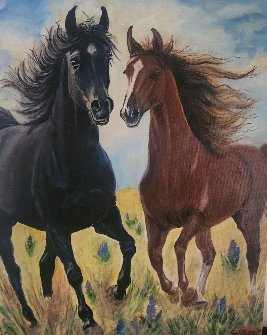 Whirling in the pastures <br>11"×16"<br> Acrylic on Canvas