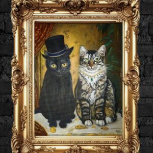 Purrfect Companions<br>11"×14"<br> Acrylic on Canvas, Embellished, Gloss varnish