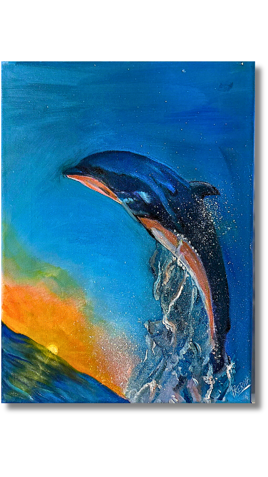 "Dancing with the Waves"   <br>35.5 x 27.5cm<br>Acrilico sobre lienzo