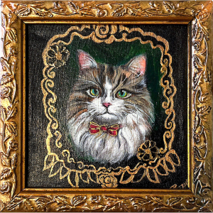 "Vintage Cat"  <br>17.5 x 17.5cm<br> Acrilico sobre lienzo