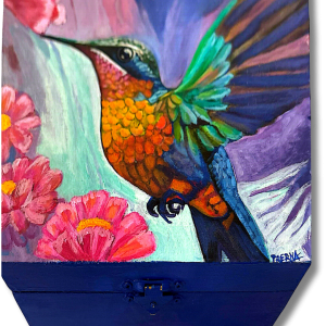 Cajita de Colibrí <br>Acrilico  sobre madera
