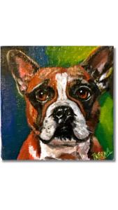 “Charming Bulldog”   <br>Acrilico sobre lienzo <br> 10 x 10 cm