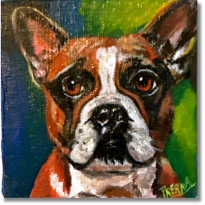 “Charming Bulldog”   <br>Acrilico sobre lienzo <br> 10 x 10 cm