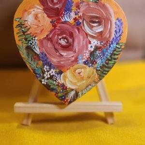 Roses in corazon  <br>14 cms (corazon)<br> Acrylic on canvas